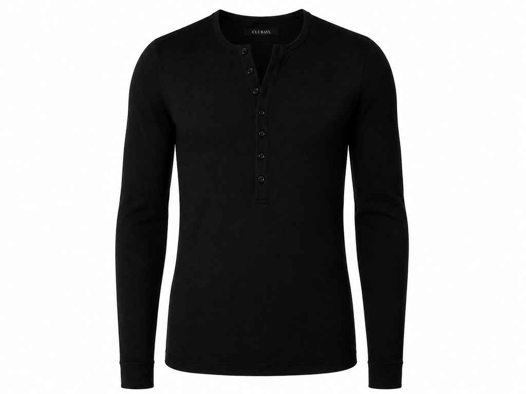 Black Wool Henley