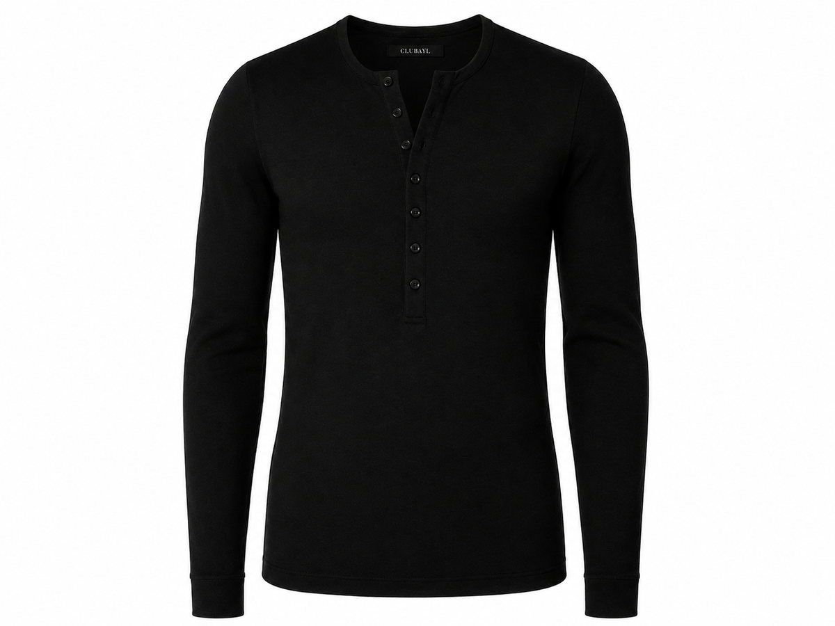 Black Wool Henley